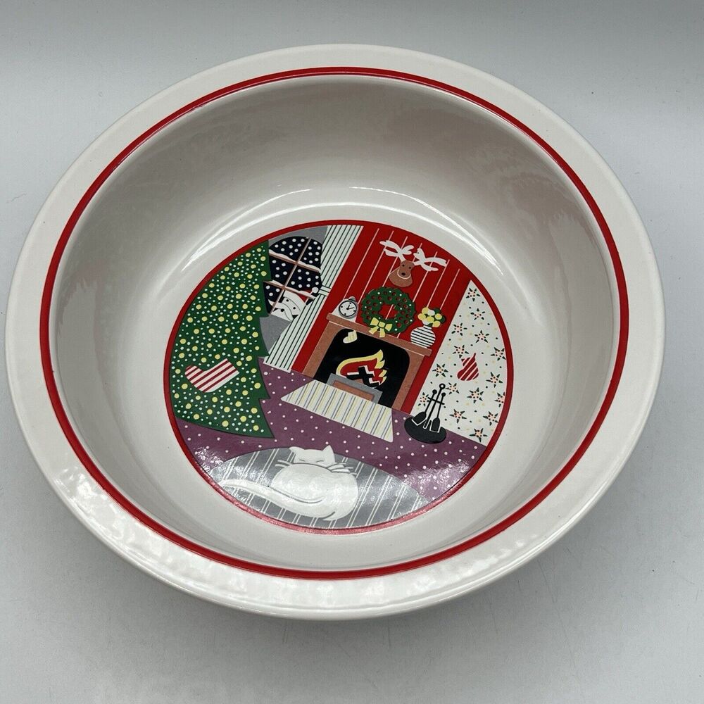 Vtg Noritake Epoch Twas the Night Before Christmas Vegetable Serving Bowl 9" Cat